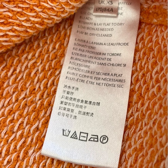 Free People Bardot Cropped Orange Textured Knit Boat Neck Long Sleeve Sweater XS - Picture 10 of 10